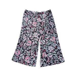 NWT Lane Bryant Matte Jersey Wide Leg Pants Womens 26/28 Black Floral Mid-Rise